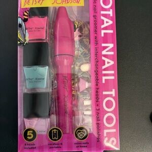 Betsey Johnson Pink Electric Nail Tool Set with Pastel Polishes